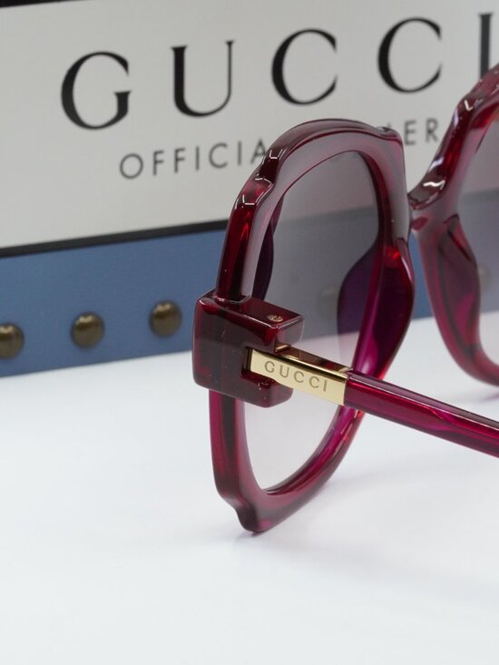 Gucci GG1431S 003 Women Square Sunglasses - Transparent Dark Cyclamen main image 4